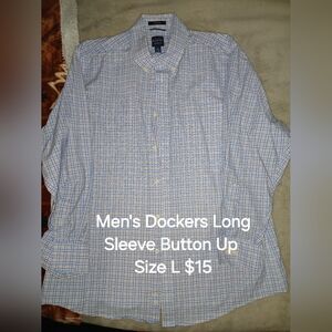 Dockers Men's Orange and Blue Plaid Button Down Shirt